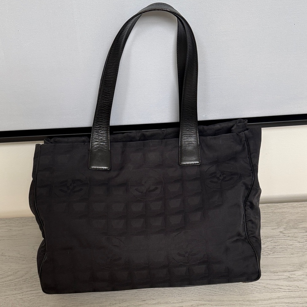 Black Chanel Travel Ligne Nylon Tote